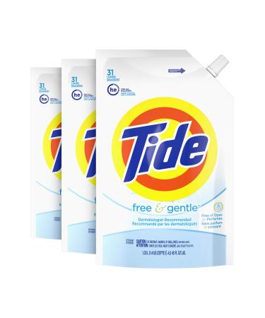 Tide Free & Gentle Laundry Detergent Liquid Soap, 93 Loads (New Concentrated), 45 Fl Oz (Pack of 3)