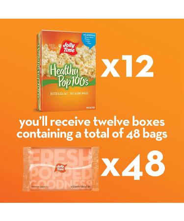 Jolly Time 100 Calorie Healthy Pop Butter Microwave Popcorn - 4 CT, 12 Ounce (Pack of 48) - Buy Online on SooperMarket.com