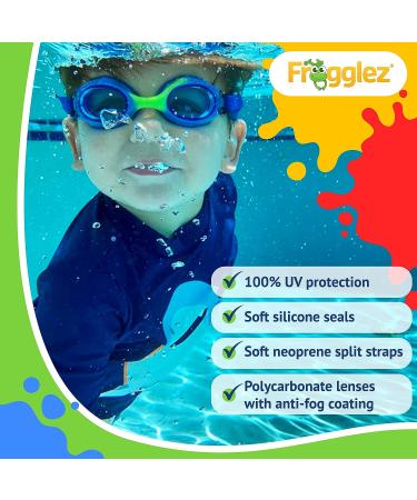 Frogglez Anti-Fog Kids Swimming Goggles | Ages 3-10 | Recommended by Olympic Swimmers | Premium Strap | Blue Frog - Buy Online on SooperMarket.com