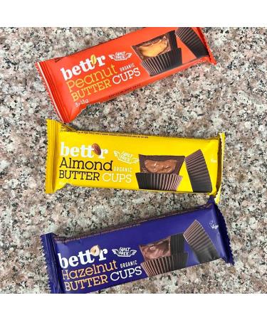 Bett r Bio Almond butter cups. 100% Vegan Gluten free and Lactose free - 12 x 39 g Bett'r Bio Almond Butter Cups - Buy Online on SooperMarket.com