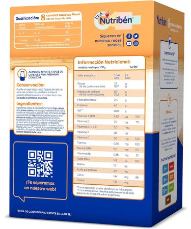 Nutriben 8 Cereal Honey Cookies Maria 600g - Original Natural Honey Flavor - Buy Online on SooperMarket.com