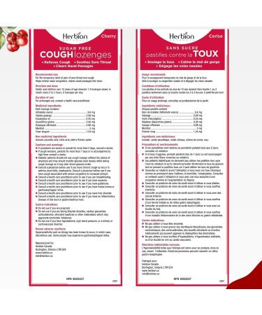 Herbion Naturals Sugar-Free Cough Lozenges with Natural Cherry Flavour 25 Lozenges - Relieves Cough and Nasal Congestion Soothes Sore Throat For Adults and Children 12 years and above - Buy Online on SooperMarket.com