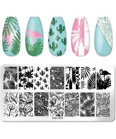 Tebi Nail Art Stamp Template - Valentine's Day Coconut Tree Love Heart Kiss Flower & Leaf Designs | Perfect for Creative Nail Art - Buy Online on SooperMarket.com
