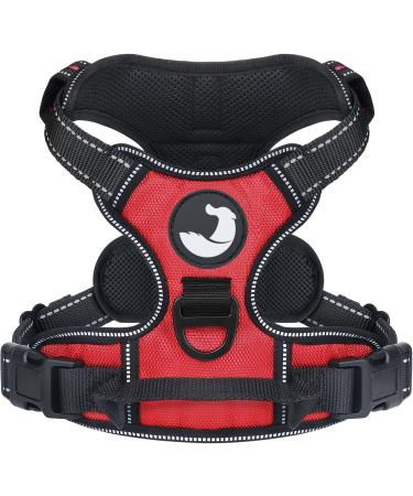 Joytale No Pull Dog Harness Reflective Pet Vest with Front Clip Adjustable Soft Breathable Harnesses with Easy Control Handle for Medium Dogs Training and Walking Red M M (Pack of 1) Red