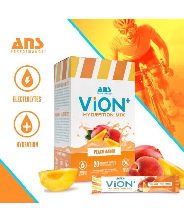 ViON+ Hydration Mix Peach Mango - Sugar-Free Electrolyte Powder with 8 Essential Vitamins - 20 On-the-Go Stick Packs for Hydration Energy & Recovery - Natural Flavors & No Artificial Colors or Dyes - Buy Online on SooperMarket.com