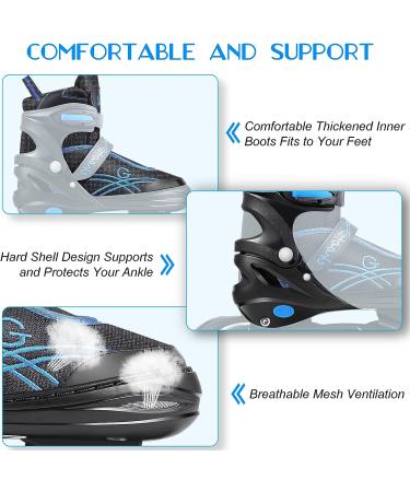 Soldow Adjustable Inline Skates with Light Up Wheels - Black Rollerblades for Kids and Adults - Buy Online on SooperMarket.com