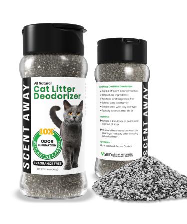 SCENT AWAY Cat litter Deodorizer Litter Box Odor Eliminator | Fragrance Free Cat Litter Deodorizer with ACTIVE CARBON | Eliminates Cat Odors and Smells to Keep Your Home Fresh and Clean (Pack of 1) 310.52 ml (Pack of 1)