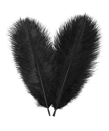 QUEFE 30pcs Black Ostrich Feathers  Natural Feathers Plumes 10-12 Inch (25-30cm) Bulk for Decorations Crafts Vase Wedding Party Centerpiece Flower Arrangement Home Decoration