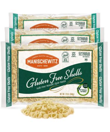 Manischewitz Gluten Free Shells 12oz (3 Pack) All Natural Yolk Free Low Sodium Kosher for Passover and Year Round