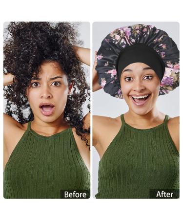 3 PCS Silk Satin Bonnet for Sleeping | Hair Bonnets for Black Women, Girls & Men | Elastic Wide Band | Silk Cap for Curly Hair - Buy Online on SooperMarket.com