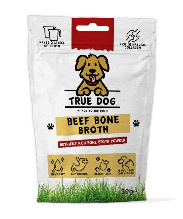 True Dog Beef Bone Broth Powder 100% Pure Broth Protein Powder for Cats & Dogs | Joint Digestion & Gut support | Makes 2ltrs | High in Type II Collagen | 20 Servings 60g