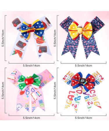 4 Pcs Alphabet Hair Bow Alligator Clips for Girls - Grosgrain Ribbon Hairbows | Kindergarten Back to School Hair Accessories - Buy Online on SooperMarket.com