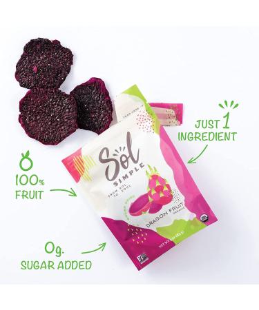 SOL SIMPLE Organic Dried Dragon Fruit Snack Pack - 3 Bags (3oz each) | Vegan, Non-GMO, No Added Sugar | Fair Trade Certified - Buy Online on SooperMarket.com