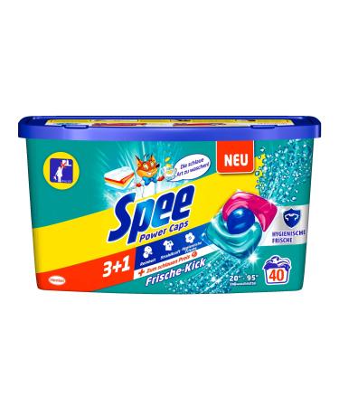 Spee Power Caps Fresh Kick 3+1 full detergent 40 washloads purity radiance and freshness for your laundry at a clever 20-95 40 pieces (1 Pack)