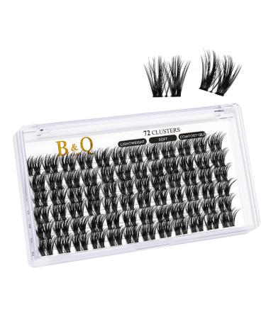 Cluster lashes 72 Clusters B&Q Lash Clusters D Curl Individual Cluster Lashes Natural Eyelash Clusters DIY Lash Extensions Soft Fluffy Cluster Eyelash Extensions (UK-FD-B50-D-10) D-10 mm B 50