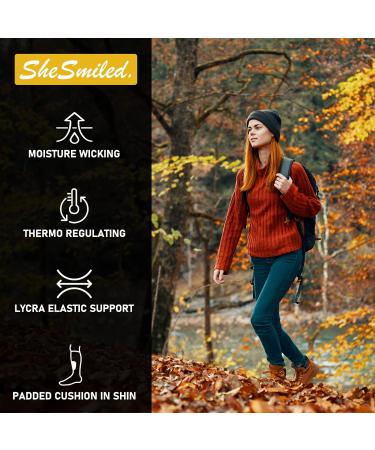 SHESMILED Merino Wool Hiking Crew Socks - 3 Pack Large Red | Cushioned & Quick Dry (3 Pairs) - Buy Online on SooperMarket.com