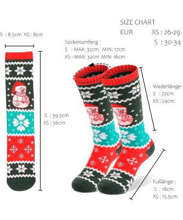 Hysenm Kids Ski Socks - 2 Pairs Warm Long Thick Snow Socks for Boys & Girls - Cotton Christmas Gift - Pattern 3 - X-Small - Buy Online on SooperMarket.com