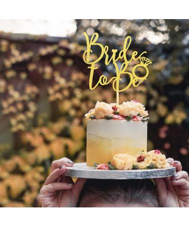 Arthsdite Bride to Be Cake Topper with Ring Bridal Shower Cake Pick Decorations for Wedding Engagement Theme Bachelorette Party Supplies - Gold Glitter - Buy Online on SooperMarket.com