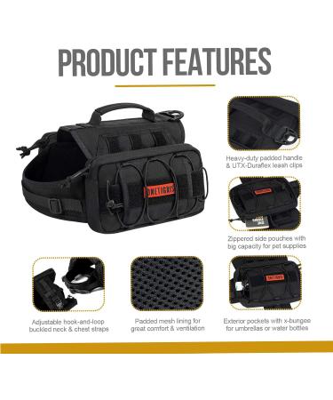 OneTigris Mammoth Dog Backpack 2.0 - Tear-Resistant Camping & Hiking Backpack for Medium/Large Dogs (M Black) - International Shipping Available - Buy Online on SooperMarket.com