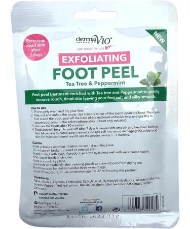 Derma V10 Exfoliating Foot Peel Tea Tree & Peppermint Removes Dead Skin After 7 Days - Buy Online on SooperMarket.com