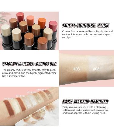 LSxia 2Pcs Highlighter & Contour Stick Makeup Kit - Water-proof, Long Lasting Illuminator & Bronzer Stick for Face Contouring - Buy Online on SooperMarket.com