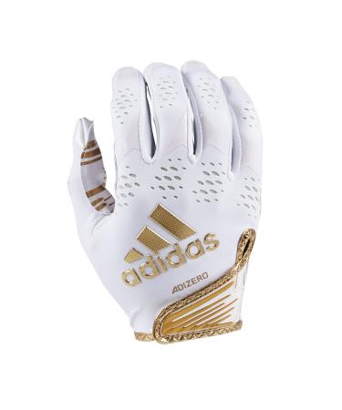 adidas Adizero 12 Football Receiver Gloves White/Metallic Gold Large