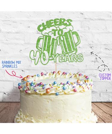 Cakeshop Cake Decoration Pack | Cheers Beers Happy Birthday Premium Double Sided Glitter Card Cake Topper & 25g Party Pack of Cake Sugar Sprinkles | Custom Age Cake Decorations (Green) Non-Prime Glitter Card: Green - Buy Online on SooperMarket.com
