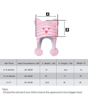 LANGZHEN Toddler Kids Winter Hat Earflap Knit Cap for Boys Girls 2-4 Years - Pink Stripe Polar Bear Design - Buy Online on SooperMarket.com