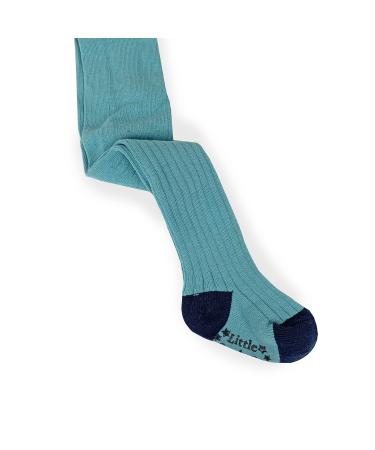 Non-Slip Super Soft Ribbed Baby and Toddler Girls Tights - Cosy Winter warm anti-skid tights for Active Children 6-12 Months Aqua