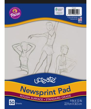UCreate Newsprint Pad, White, 9" x 12", 50 Sheets
