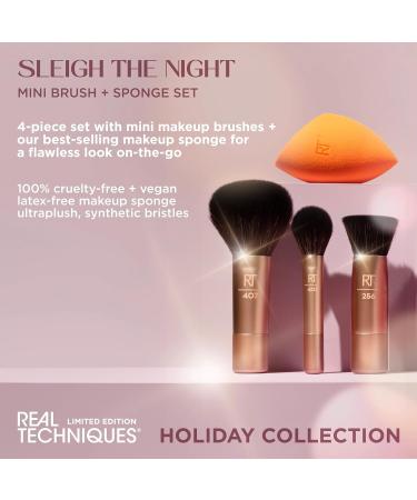 Real Techniques Sleigh The Night Mini Brush + Sponge 4 Piece Holiday Gift Set - Perfect Gift for Makeup Lovers | International Shipping Available - Buy Online on SooperMarket.com