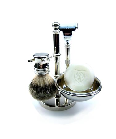 Golddachs shaving stand silver with soap dish