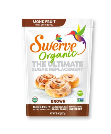Swerve Organic Monk Fruit Brown Sugar Replacement Sweetener 8 Ounce (Pack of 2)