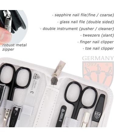 3 Swords Germany - brand quality 8 piece manicure pedicure grooming kit with glass nail file (506) WHITE - TOOLS BLACK LAQUERED - Buy Online on SooperMarket.com