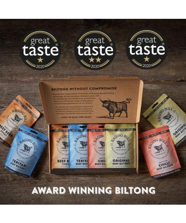 Raging Bull Teriyaki Biltong - Traditional South African Beef Jerky | High Protein & Low Carb Snack | 250g Bag - Buy Online on SooperMarket.com
