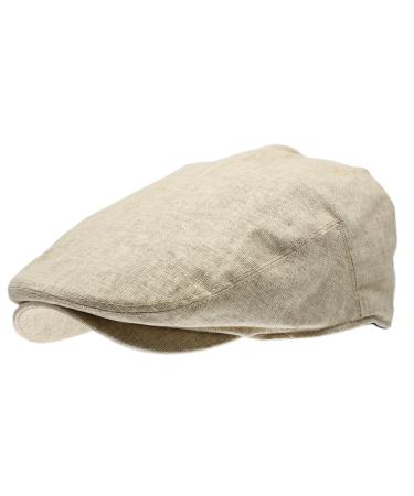 Men's Linen Flat Ivy Gatsby Summer Newsboy Hats Large-X-Large Khaki