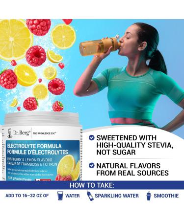 Dr. Berg Electrolytes Powder No Sugar - Enhanced w/ 1000 mg of Potassium & Real Sea Salt - Zero Sugar Electrolyte Powder - Raspberry & Lemon Flavor Hydration Powder Electrolytes - 50 Servings - Buy Online on SooperMarket.com