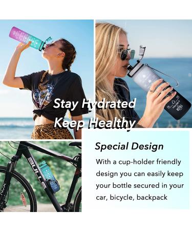 Enerbone 32oz Leakproof BPA-Free Water Bottle with Motivational Times & Straw - Gray-Black - Buy Online on SooperMarket.com