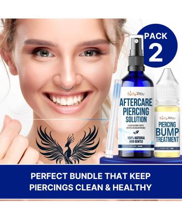 BodyJ4You Piercing Aftercare Spray | Keloid Bump Removal & Cleaner for Earring Holes | Natural Saline Wound Wash | Pierced Ears & Nose Cleaning Kit - Buy Online on SooperMarket.com