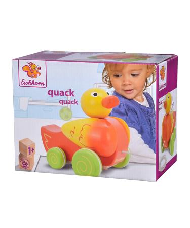 Eichhorn 100002423 - Pull-along duck head and wings movable with sound 17 cm long birch wood