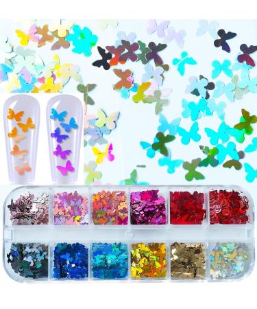 LoveOurHome Nail Glitters Sequins Set - Holographic Heart Butterfly Star Chunky Glitter Flakes for Nails & Crafts - Buy Online on SooperMarket.com