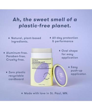 HiBAR - Lavender & Jasmine Plastic Free Deodorant - Natural Deodorant - All-Day Protection - With Sunflower Seed Wax Rice Bran & Shea Butter - Plastic Paraben & Aluminum-Free - Vegan - 1 Pack - Buy Online on SooperMarket.com