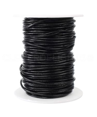 CleverDelights Genuine Black Leather Cord - 2mm Round - 30 Feet