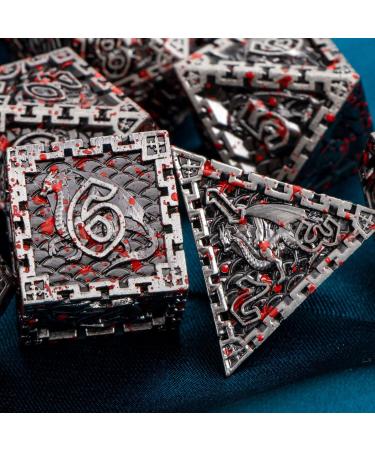 DND Metal Dice Set ARUOHHA Dungeons and Dragons Dice with Gift Box Polyhedral Dice Set Large D&D Dice for MTG Warhammer Pathfinder RPG D+D Roll Playing Dice 6 Sided D and D Dice D20 D12 D10 D8 D6 D4 Ancient Silver With Blood Splash - Buy Online on SooperMarket.com