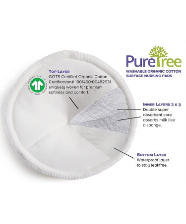Organic Cotton Washable Nursing Pads - PureTree Reusable Breastfeeding Pads (Pack of 10) - Buy Online on SooperMarket.com