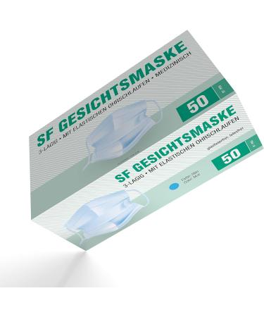 Buy SF Mundschafts 50-Pack Medical Surgical Masks - EN 14683 Certified 3-Layer Disposable Face Masks for Mouth & Nose Protection - Buy Online on SooperMarket.com