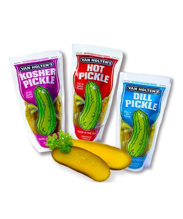 Van Holten Pickle - Sour Cucumbers in Pouch Set with Hot Pickle Dill Pickle and Garlic Pickle (Pack of 3) Sour Pickle Mix