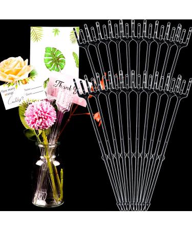 20 Pieces Floral Picks Clear Plastic Pick Holder 9.4 Inch Straight Head Card Holder Transparent Flower Picks Card Photo Holder Pick for Party Wedding Home Festivals Cake Decoration Supplies