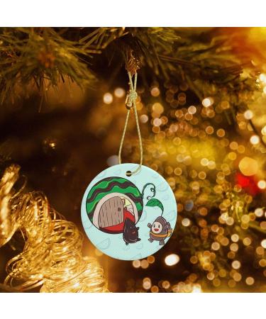 YYHHAOFA Sunflower Seeds Watermelon Seeds Prints Christmas Ceramic Round Pendant Decoration - Festive Hanging Ornament for Stores and Homes -2.9 in - Buy Online on SooperMarket.com