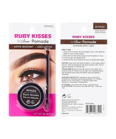 Ruby Kisses Go Brow Pomade - Dark Brown | Water-resistant, Long-lasting, Smudge-proof Eyebrows - Buy Online on SooperMarket.com